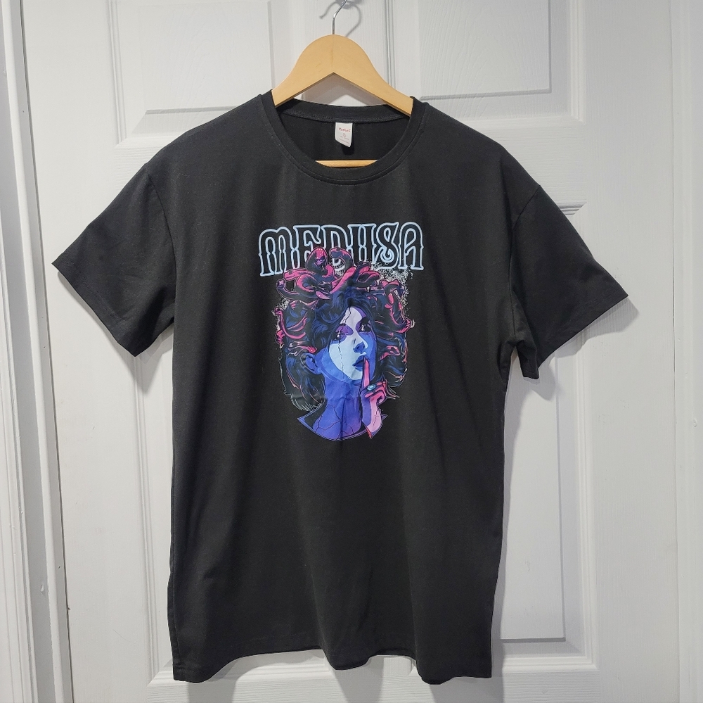 ROMWE Medusa Graphic T-Shirt Black Mythology Snake Print Tee Women Size S Gothic